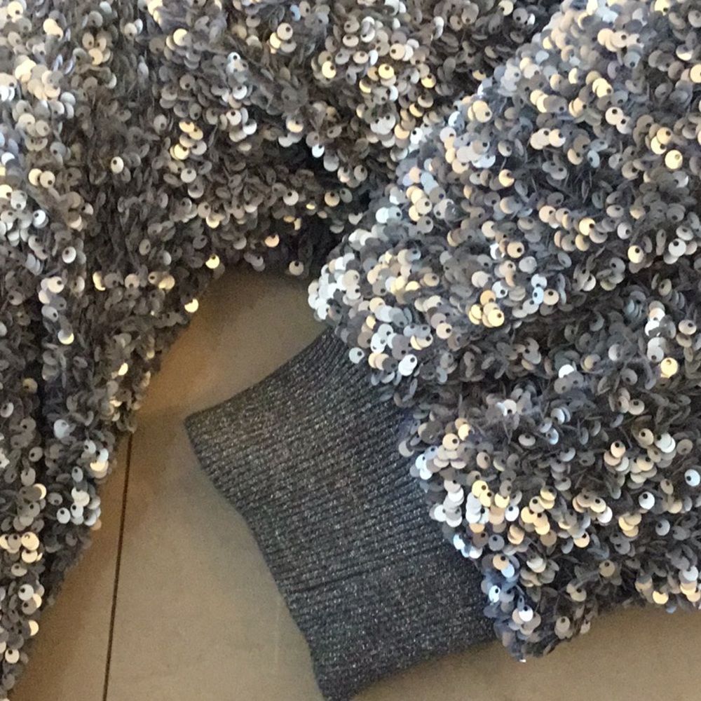 Zara Silver Sequin Bomber Jacket - Picture 2 of 11